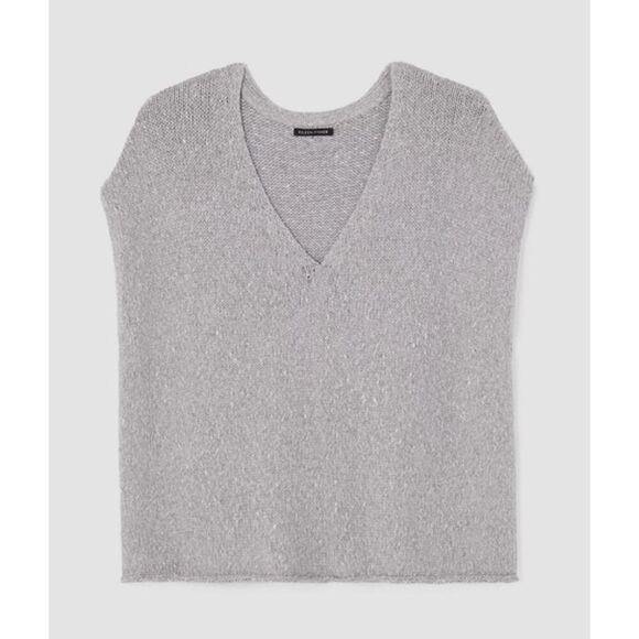 Eileen Fisher Alpaca & Organic Cotton V Neck Sweater in Moon NWT Size X-Large - Picture 1 of 9